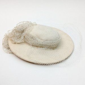 Vintage Wool Hat with veil and decorative bow